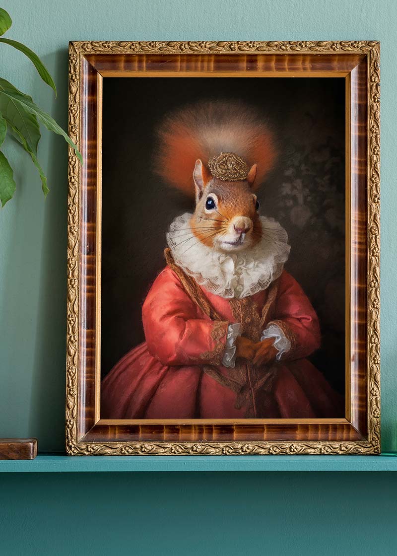 Red Squirrel Lady Animal Portrait Print