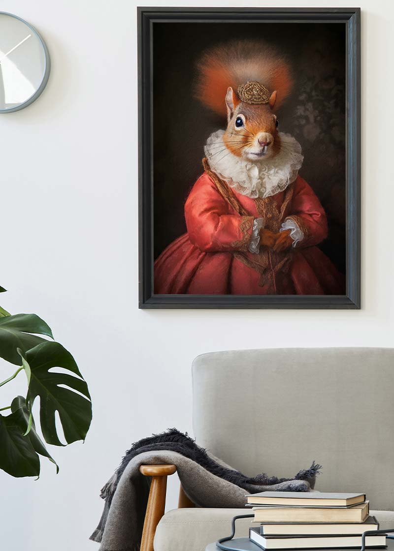 Red Squirrel Lady Animal Portrait Print