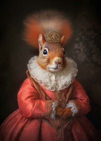 Red Squirrel Lady Animal Portrait Print