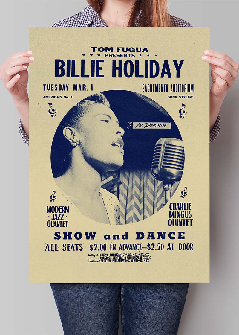 Billie Holiday Jazz Concert Poster Print