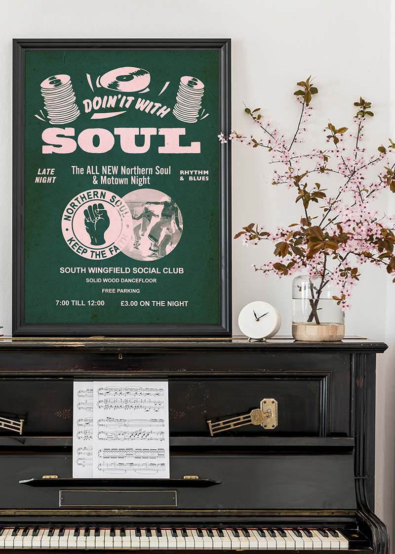 Northern Soul Motown Music Poster Pink Print