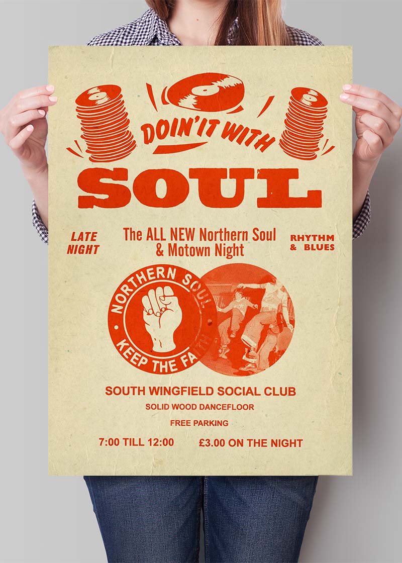 Northern Soul Motown Music Poster Orange Print