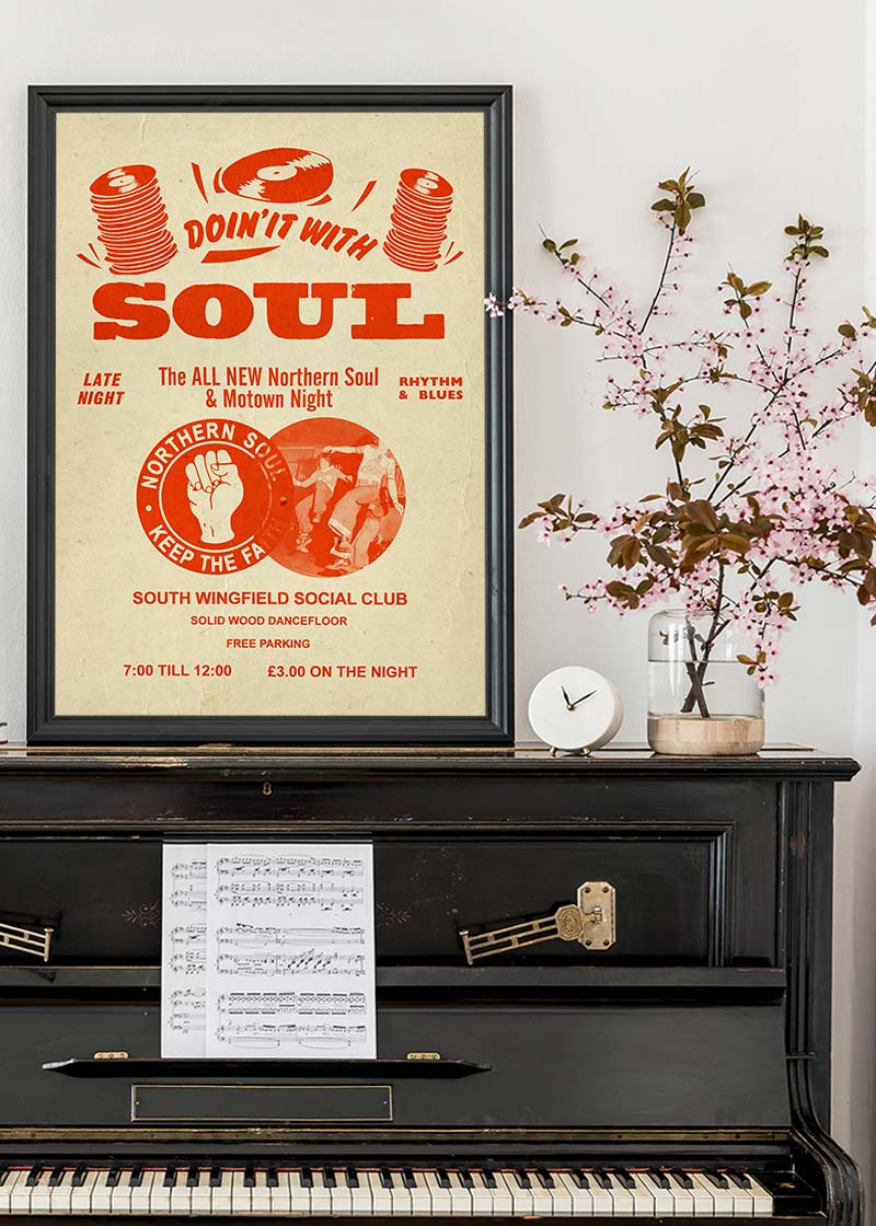 Northern Soul Motown Music Poster Orange Print