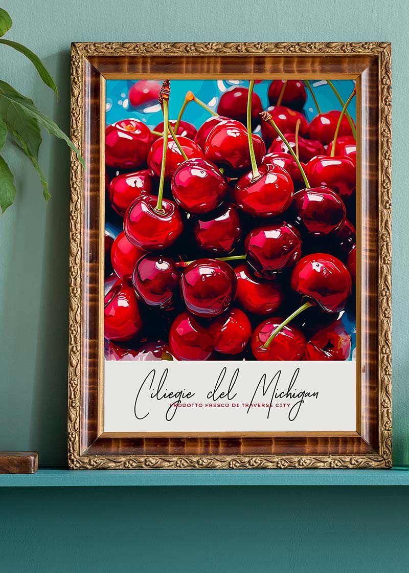 Glossy Cherries Fruit Print