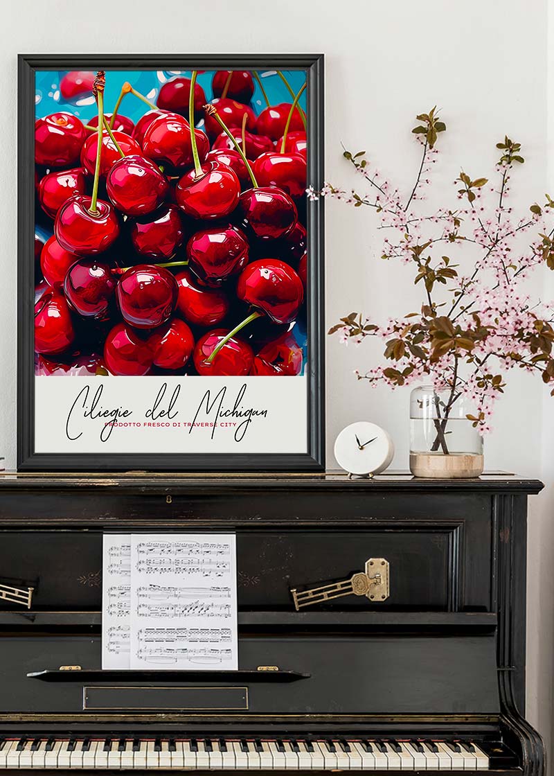 Glossy Cherries Fruit Print