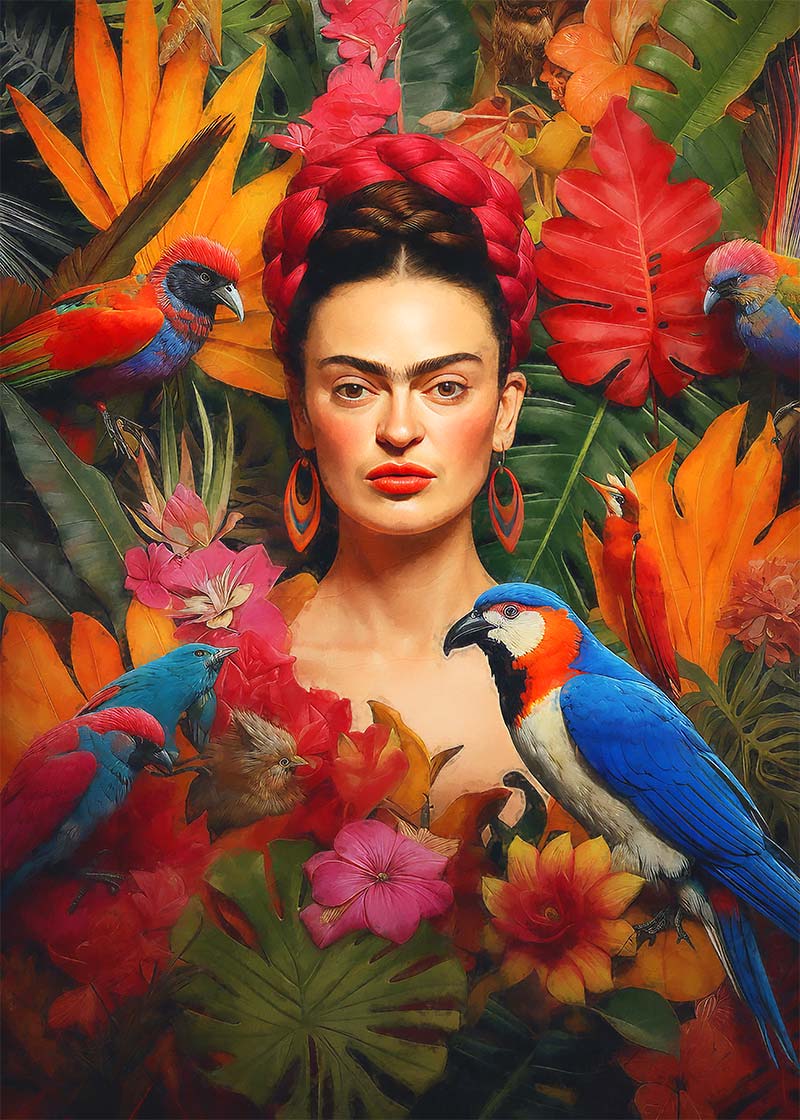 Illustration Frida Kahlo tropical
