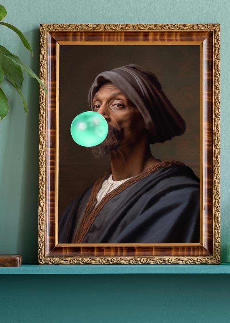 Snoop Dogg Blowing Bubblegum Portrait Print