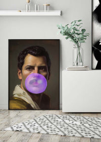 Freddie Mercury Blowing Bubblegum Portrait Print