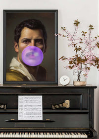 Freddie Mercury Blowing Bubblegum Portrait Print