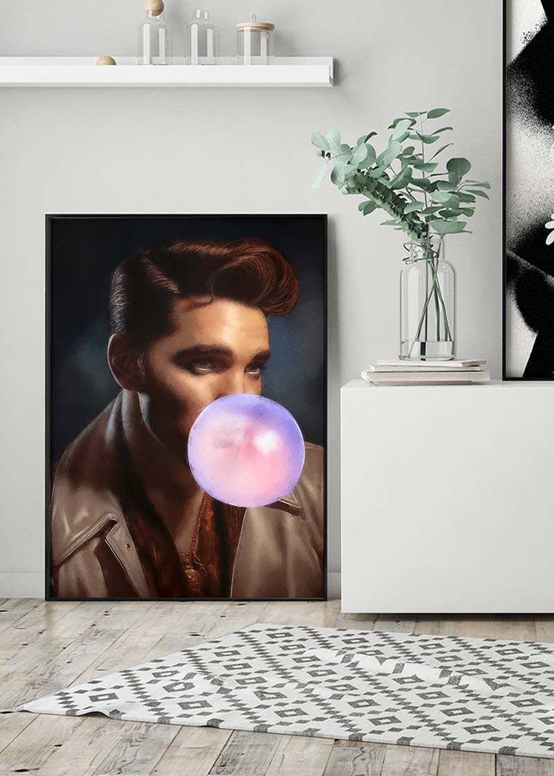 King of Rock 'n' Roll Bubblegum Portrait Print
