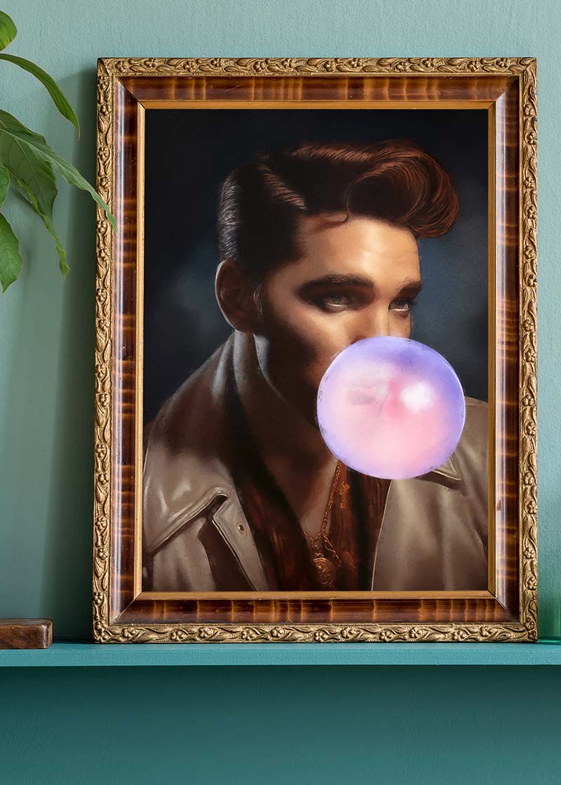 King of Rock 'n' Roll Bubblegum Portrait Print