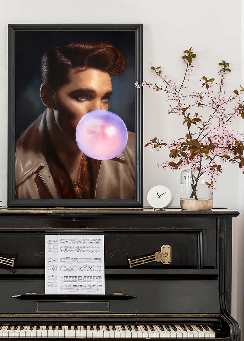 King of Rock 'n' Roll Bubblegum Portrait Print