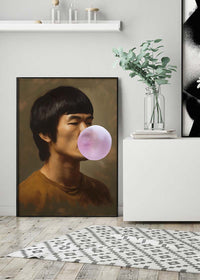 Martial Artist Blowing Bubblegum Portrait Print