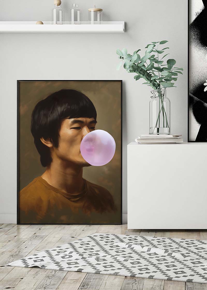 Martial Artist Blowing Bubblegum Portrait Print