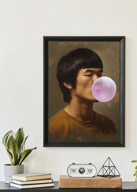 Martial Artist Blowing Bubblegum Portrait Print