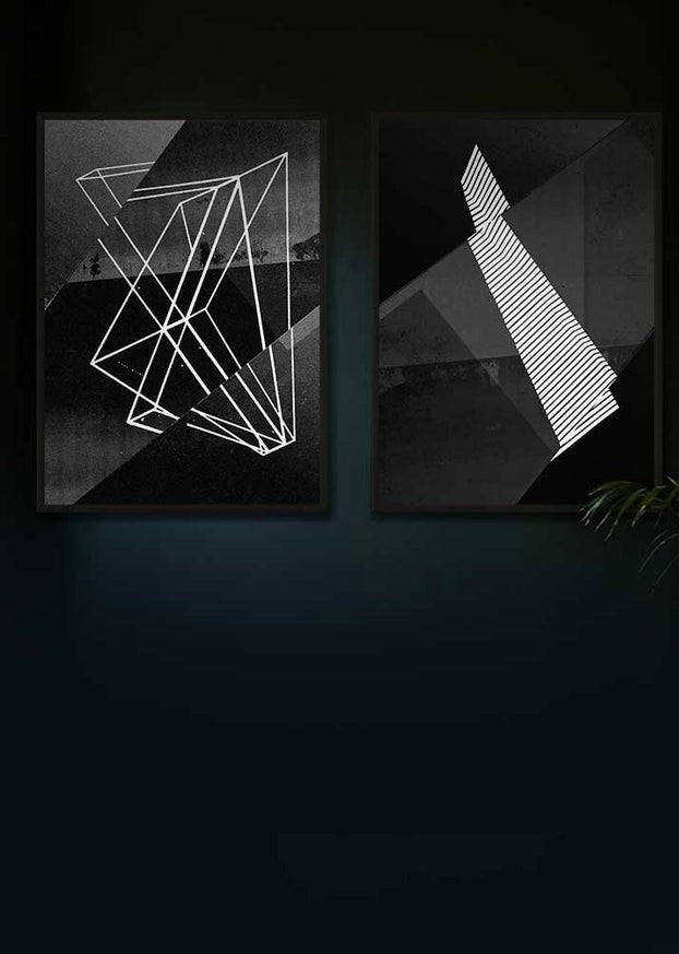 Abstract Angles BW Print Bundle
