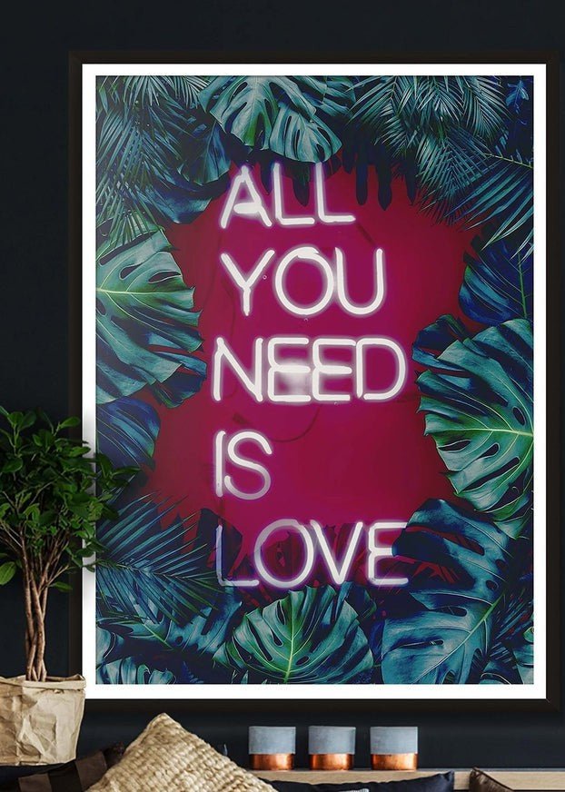 All You Need Is Love Neon Tropical Print