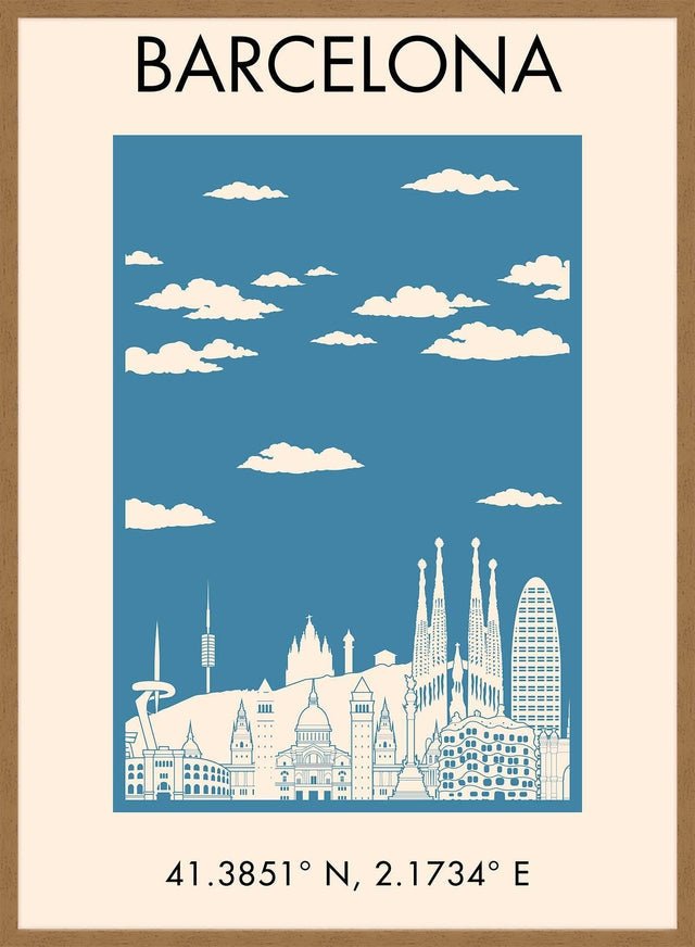 Barcelona Tourist Style Poster Print