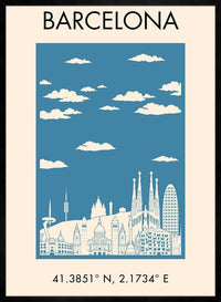 Barcelona Tourist Style Poster Print