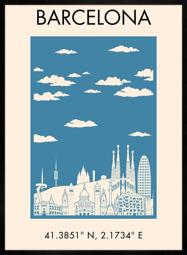 Barcelona Tourist Style Poster Print