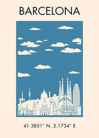 Barcelona Tourist Style Poster Print