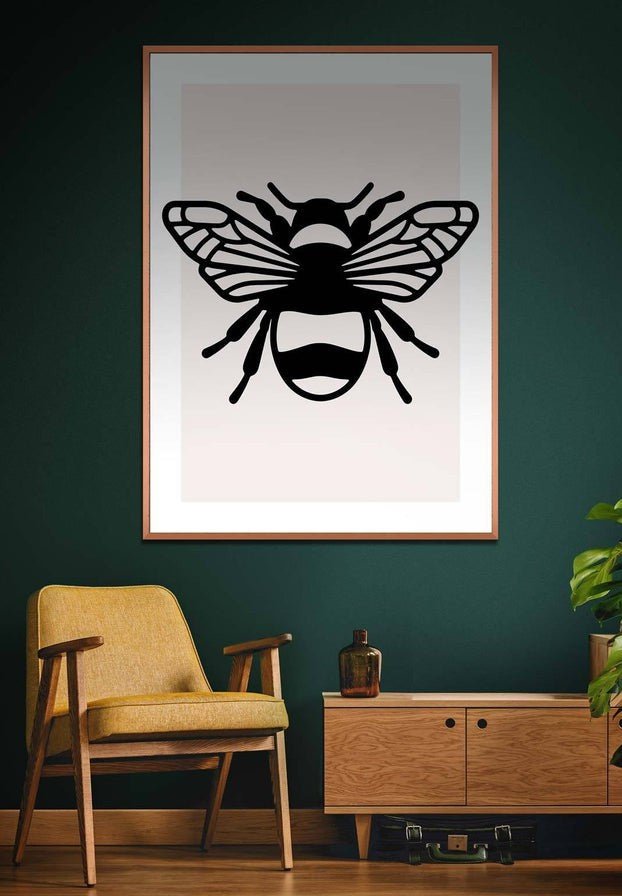 Bee Black And White Illustration Print