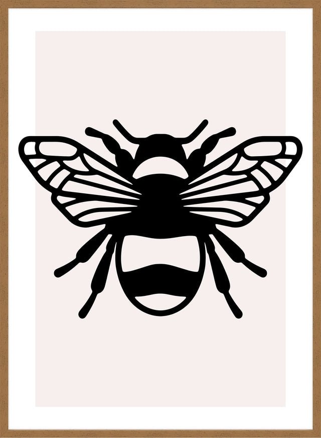 Bee Black And White Illustration Print