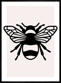 Bee Black And White Illustration Print