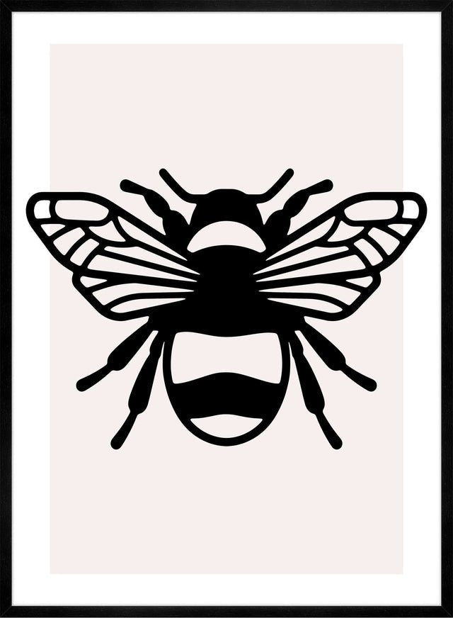 Bee Black And White Illustration Print
