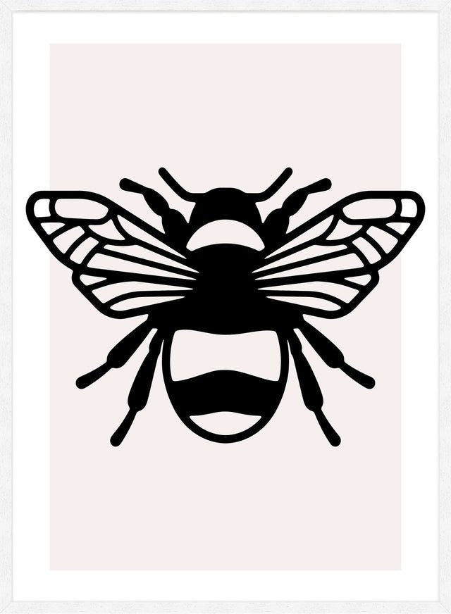 Bee Black And White Illustration Print