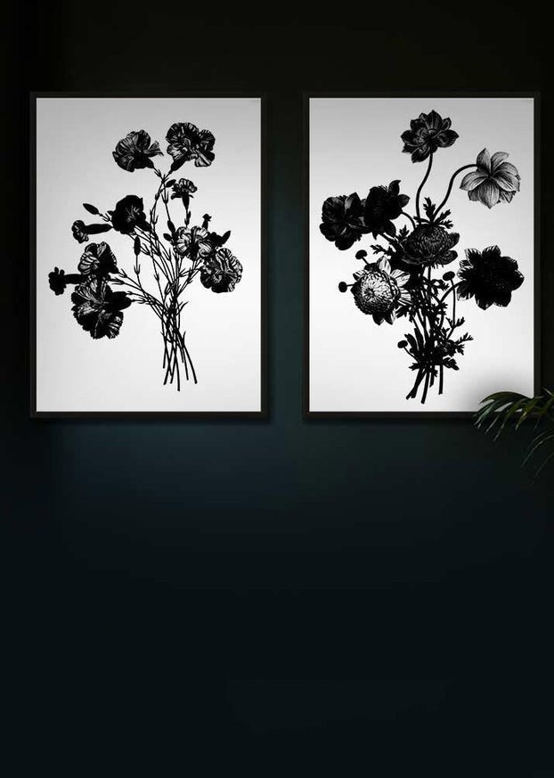 Black & White Vintage Bouquet Print Bundle