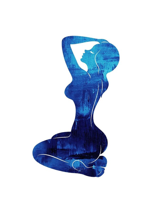 Blue Painted Lady Kneeling Print