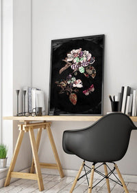Botanical 7 Floral Black Typography Print