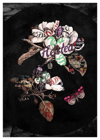 Botanical 7 Floral Black Typography Print