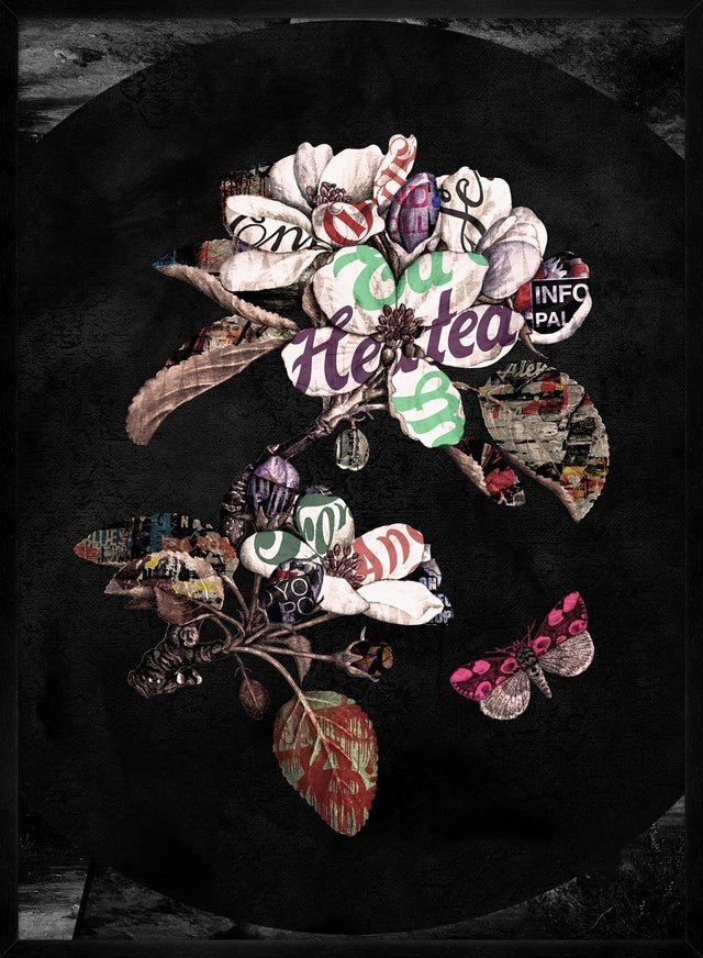 Botanical 7 Floral Black Typography Print