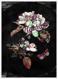 Botanical 7 Floral Black Typography Print