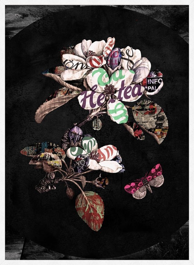 Botanical 7 Floral Black Typography Print