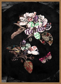 Botanical 7 Floral Black Typography Print