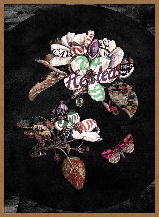 Botanical 7 Floral Black Typography Print