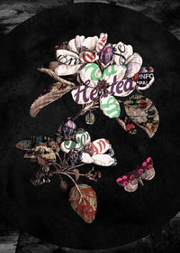 Botanical 7 Floral Black Typography Print