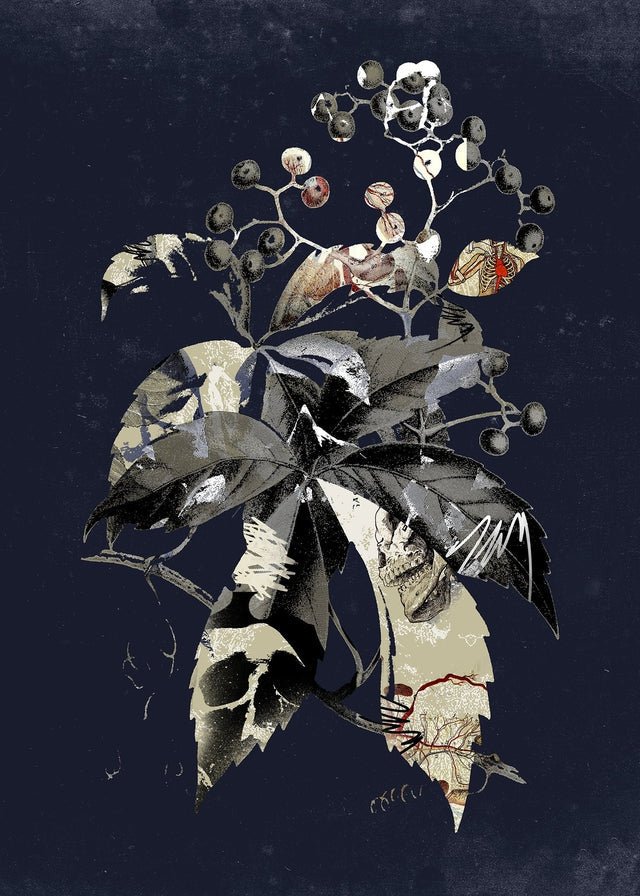 Botanical Leaves Navy Print