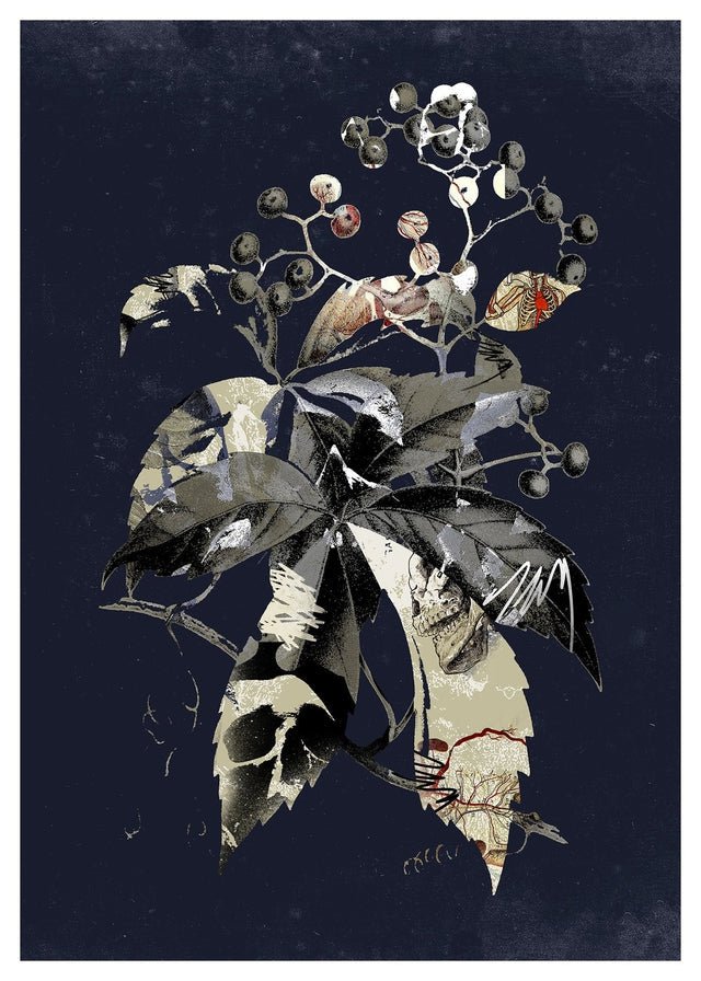 Botanical Leaves Navy Print