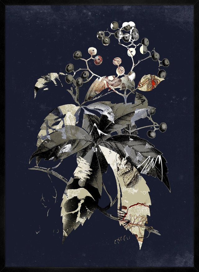 Botanical Leaves Navy Print