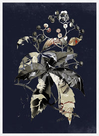 Botanical Leaves Navy Print