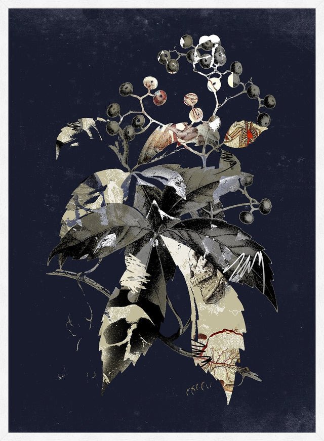 Botanical Leaves Navy Print