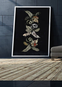 Botanical Skulls Navy Print