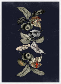 Botanical Skulls Navy Print