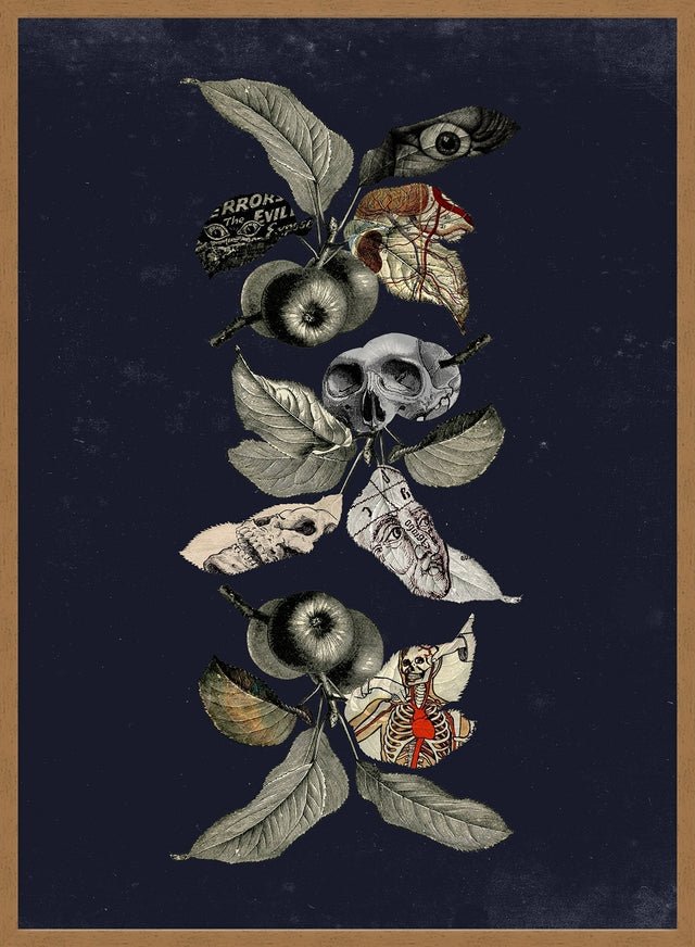 Botanical Skulls Navy Print