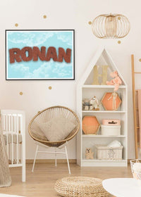 Brown Fur Style Blue Sky Personalised Name Print