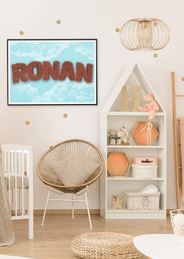 Brown Fur Style Blue Sky Personalised Name Print